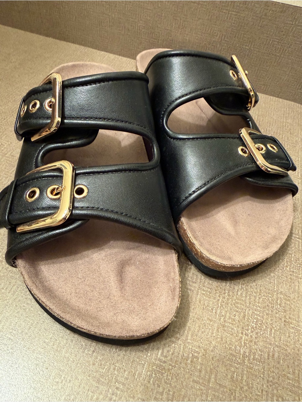 NWOT Women’s H&M Double-Buckle Mule Slide Sandals - Golf Accents Sz 8